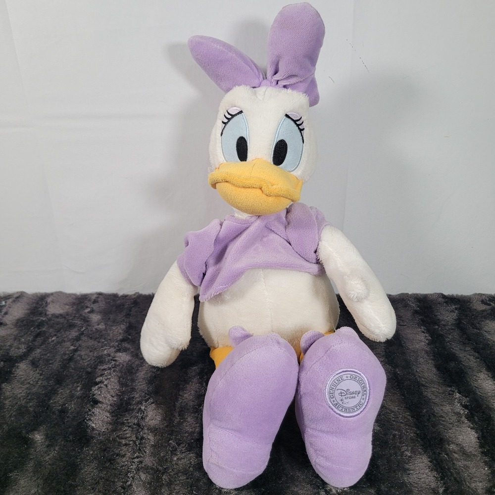 Disney Store Daisy Duck Plush Soft Toy Purple Bow Blouse Authentic 18 Inch